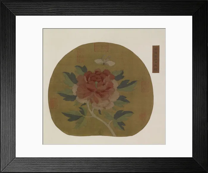 Framed Print : Tapestry: a peony and butterfly, Possibly Ming dynasty, 1368-1644. Creator: Unknown Framed Print : Tapestry: a peony and butterfly, Possibly Ming dynasty, 1368-1644. Creator: Unknown