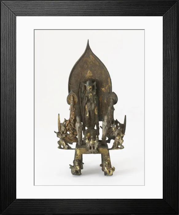 Framed Print : Standing Bodhisattva with attendants, Sui dynasty, 596. Creator: Unknown Framed Print : Standing Bodhisattva with attendants, Sui dynasty, 596. Creator: Unknown