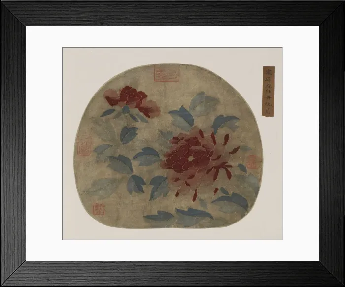 Framed Print : Tapestry: peonies, Possibly Ming dynasty, 1368-1644. Creator: Unknown Framed Print : Tapestry: peonies, Possibly Ming dynasty, 1368-1644. Creator: Unknown