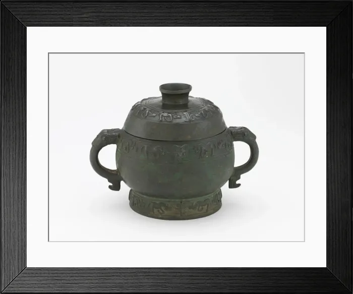 Framed Print : Ritual grain server with lid (gui) and water buffalos, Western Zhou dynasty