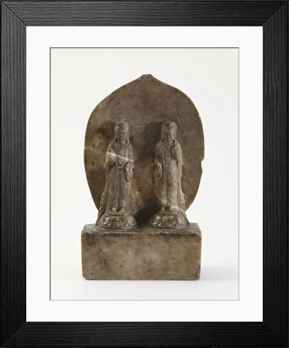 Framed Print : Two standing bodhisattvas, Period of Division, Dated 563 CE. Creator: Unknown Framed Print : Two standing bodhisattvas, Period of Division, Dated 563 CE. Creator: Unknown