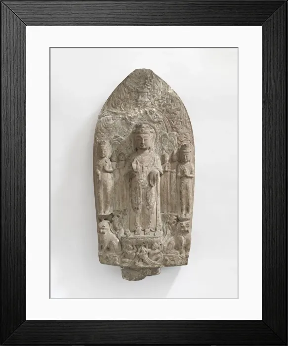 Framed Print : Standing bodhisattvas with monks, Pratyekabuddhas, lions... Period of Division, 557-581 Framed Print : Standing bodhisattvas with monks, Pratyekabuddhas, lions... Period of Division, 557-581