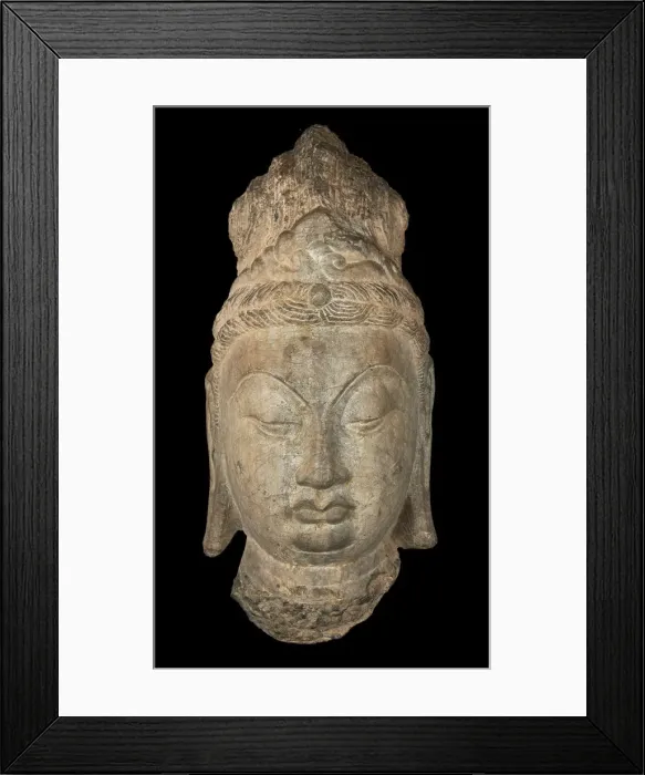 Framed Print : Head of a Bodhisattva, Tang dynasty, first half 8th century. Creator: Unknown Framed Print : Head of a Bodhisattva, Tang dynasty, first half 8th century. Creator: Unknown