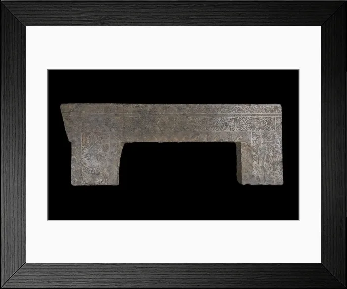 Framed Print : Double lintel: decorated with floral and other designs... Period of Division, 386-535 Framed Print : Double lintel: decorated with floral and other designs... Period of Division, 386-535