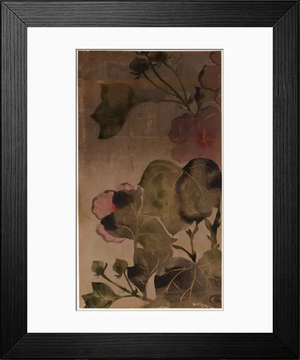 Framed Print : Hibiscus flowers and leaves, Edo period, 1615-1868. Creator: Unknown Framed Print : Hibiscus flowers and leaves, Edo period, 1615-1868. Creator: Unknown