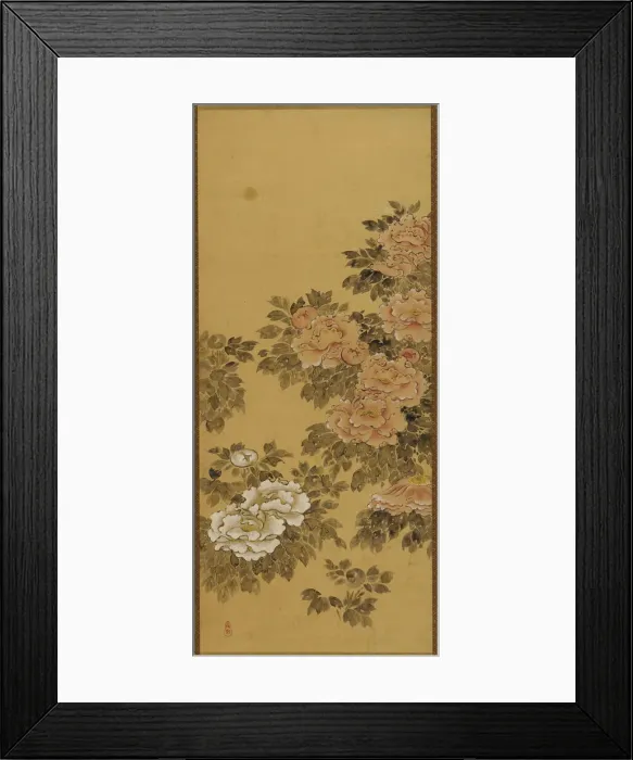 Framed Print : Red and white peonies, Edo period, 1615-1868. Creator: Unknown Framed Print : Red and white peonies, Edo period, 1615-1868. Creator: Unknown
