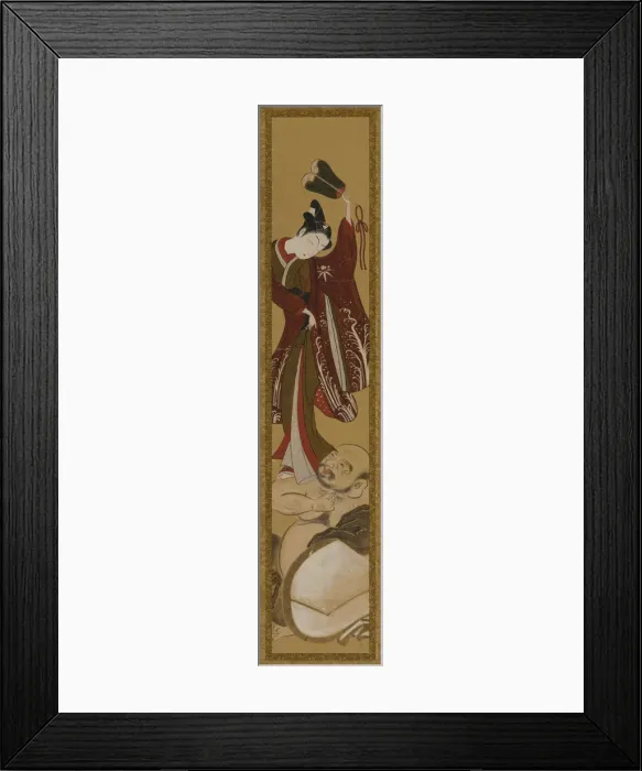 Framed Print : Young man standing on Hoteis shoulder, Edo period, 1615-1868. Creator: Unknown Framed Print : Young man standing on Hoteis shoulder, Edo period, 1615-1868. Creator: Unknown