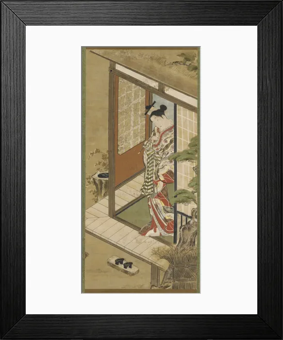 Framed Print : A yujo with a pipe, Edo period, 18th century. Creator: Unknown Framed Print : A yujo with a pipe, Edo period, 18th century. Creator: Unknown
