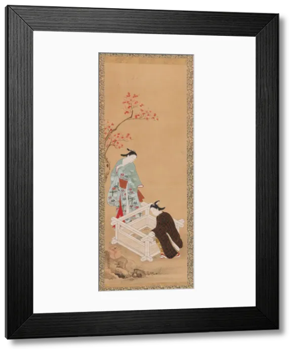 Framed Print : Youth and a maiden near a well, Edo period, 1615-1868. Creator: Unknown Framed Print : Youth and a maiden near a well, Edo period, 1615-1868. Creator: Unknown