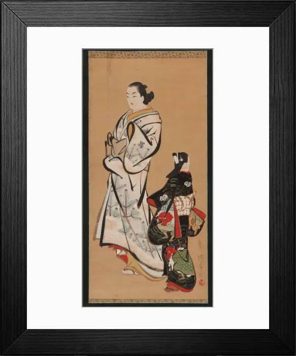 Framed Print : Yujo and a girl (kamuro), Edo period, 1615-1868. Creator: Unknown Framed Print : Yujo and a girl (kamuro), Edo period, 1615-1868. Creator: Unknown
