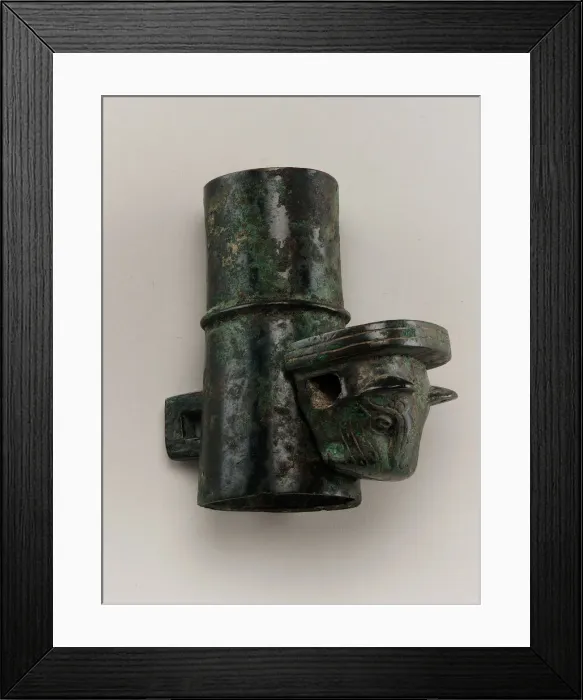 Framed Print : Hubcap with linchpin cast in the form of a feline head, Zhou dynasty, 1050-221 BCE Framed Print : Hubcap with linchpin cast in the form of a feline head, Zhou dynasty, 1050-221 BCE