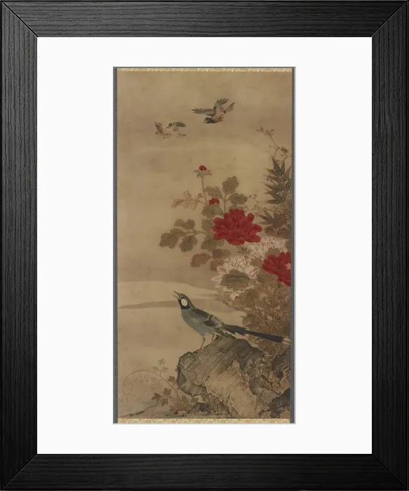 Framed Print : Birds and flowers, Edo period, 18th century. Creator: Unknown Framed Print : Birds and flowers, Edo period, 18th century. Creator: Unknown