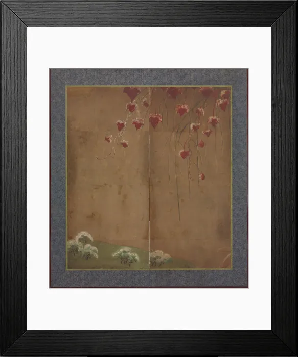 Framed Print : Autumn vine, distant trees and snow, Edo period, 1615-1868. Creator: Unknown Framed Print : Autumn vine, distant trees and snow, Edo period, 1615-1868. Creator: Unknown