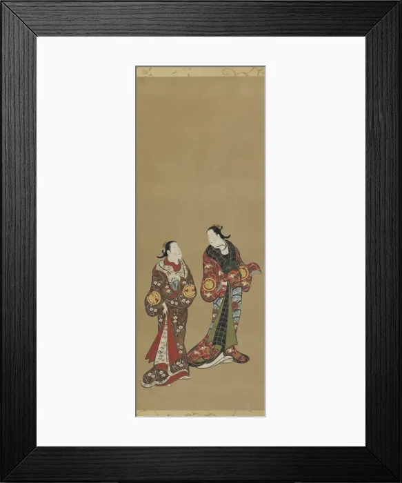 Framed Print : Two tall women in dark robes, Edo period, 1615-1868. Creator: Unknown Framed Print : Two tall women in dark robes, Edo period, 1615-1868. Creator: Unknown