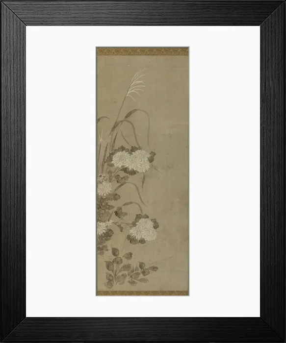 Framed Print : White chrysanthemums and grasses, Edo period, 1615-1868. Creator: Unknown Framed Print : White chrysanthemums and grasses, Edo period, 1615-1868. Creator: Unknown