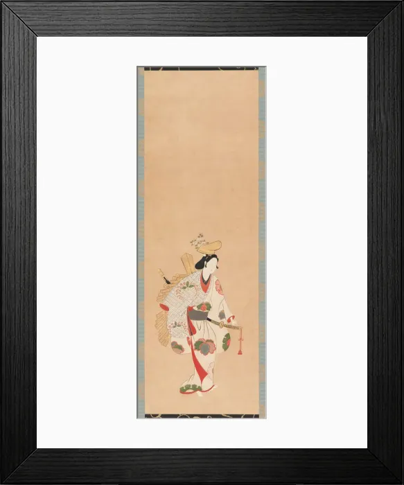Framed Print : Dancer in a white dress, patterned with colored leaves Framed Print : Dancer in a white dress, patterned with colored leaves