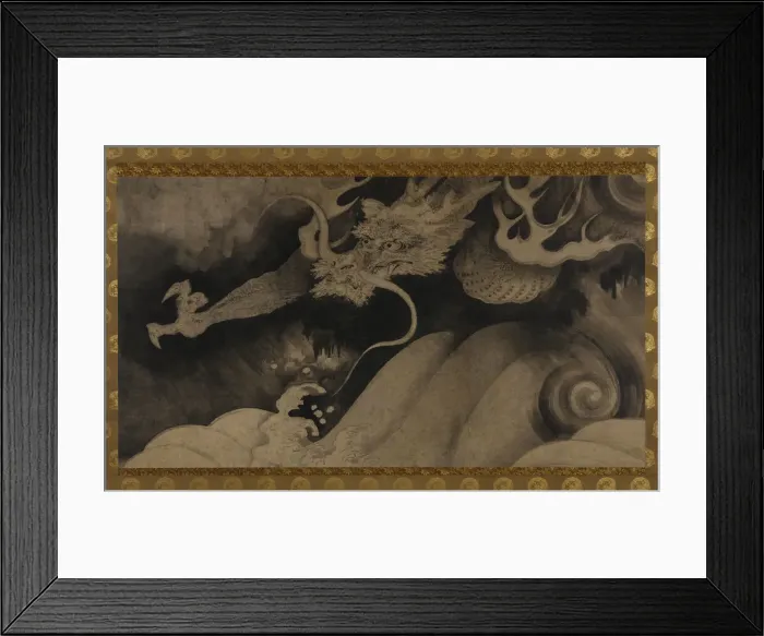 Framed Print : Dragon, waves and clouds, Momoyama period, 1568-1615. Creator: Unknown Framed Print : Dragon, waves and clouds, Momoyama period, 1568-1615. Creator: Unknown