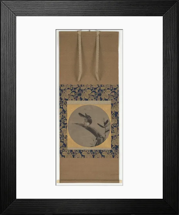 Framed Print : A bird on a bamboo stump, Momoyama period, 1568-1615. Creator: Unknown Framed Print : A bird on a bamboo stump, Momoyama period, 1568-1615. Creator: Unknown