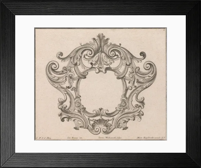 Framed Print : Design for a Cartouche, Plate 6 from Neüinventierte sehr dienstiche Schil Framed Print : Design for a Cartouche, Plate 6 from Neüinventierte sehr dienstiche Schil