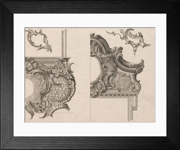 Framed Print : Suggestion for the Decoration of Lower Right and Top Right of a Framel, Pla Framed Print : Suggestion for the Decoration of Lower Right and Top Right of a Framel, Pla