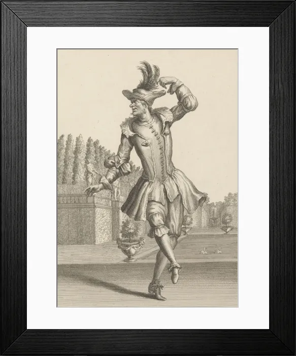 Framed Print : Du Moulin in Peasant Garb Dancing at the Opera. n. d. Creator: Jean Berain Framed Print : Du Moulin in Peasant Garb Dancing at the Opera. n. d. Creator: Jean Berain