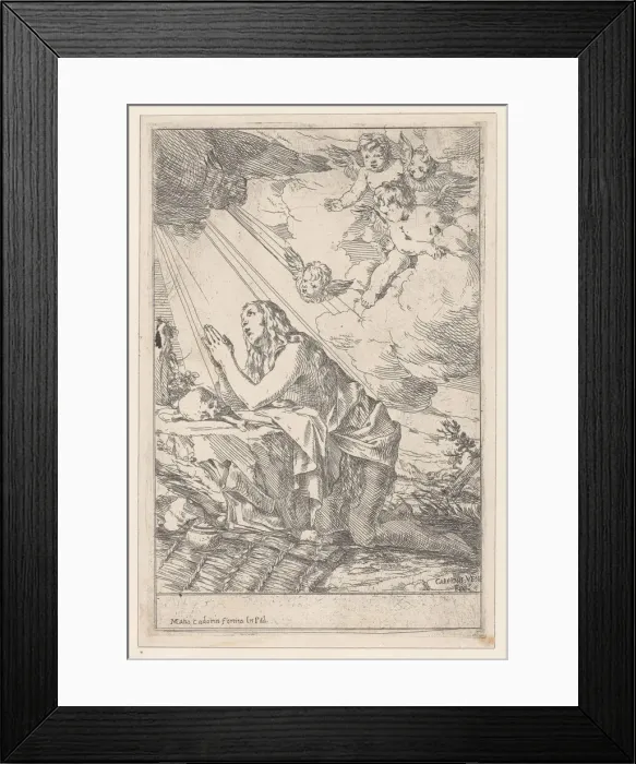 Framed Print : The Penitent Saint Mary Magdalene, kneeling before a skull and bones, 1640-60 Framed Print : The Penitent Saint Mary Magdalene, kneeling before a skull and bones, 1640-60