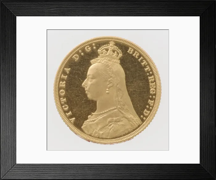 Framed Print : Queen Victoria Jubilee Head'proof sovereign, 1887 Framed Print : Queen Victoria Jubilee Head'proof sovereign, 1887