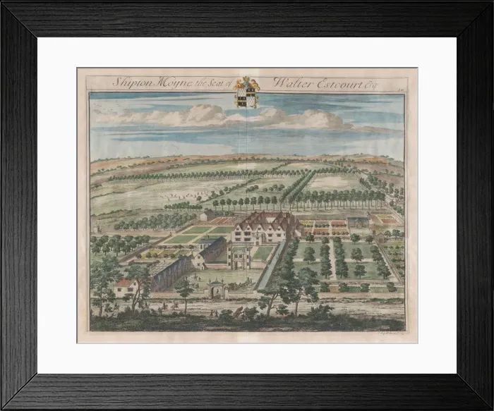 Framed Print : Shipton Moyne, The Seat of Walter Estcourt, Esq. [1712] reissued 1768
