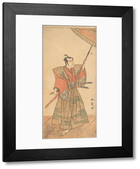 Framed Print : The Fifth Ichikawa Danjuro as a Samurai Attired in Ceremonial Kamishimo, probably 1774. Creator: Shunsho Framed Print : The Fifth Ichikawa Danjuro as a Samurai Attired in Ceremonial Kamishimo, probably 1774. Creator: Shunsho