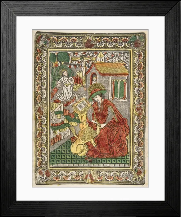 Framed Print : Saint Jerome in Penitence and as a Scholar Removing a Thorn from a Lions Paw (Sch Framed Print : Saint Jerome in Penitence and as a Scholar Removing a Thorn from a Lions Paw (Sch
