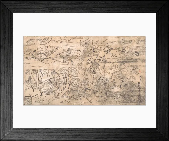 Framed Print : Battle scene, late 17th-early 18th century. Creator: Hanekawa Chincho Framed Print : Battle scene, late 17th-early 18th century. Creator: Hanekawa Chincho