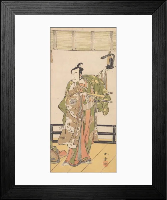 Framed Print : Arashi Sangoro as a Samurai Standing on the Veranda of a Great House, 1774 or 1775. Creator: Shunsho Framed Print : Arashi Sangoro as a Samurai Standing on the Veranda of a Great House, 1774 or 1775. Creator: Shunsho