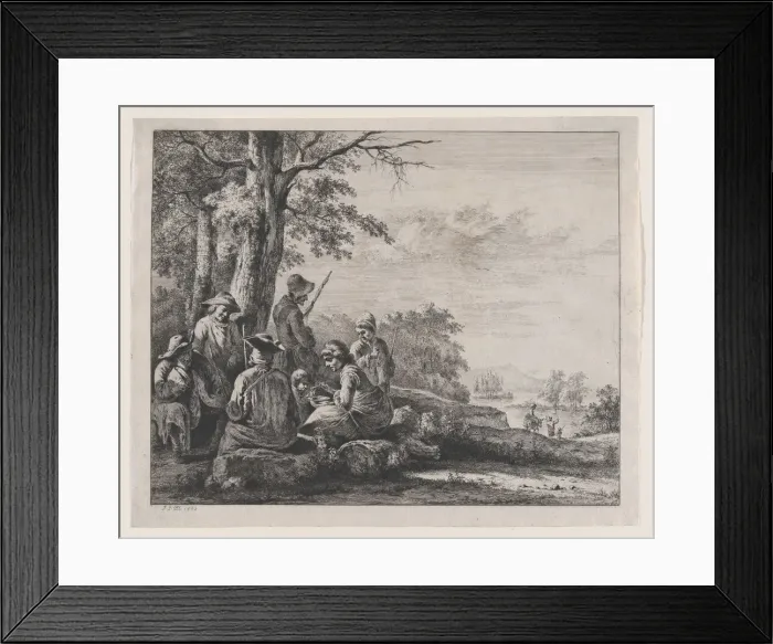 Framed Print : Peasants Resting, 1803. Creator: Jean-Jacques de Boissieu Framed Print : Peasants Resting, 1803. Creator: Jean-Jacques de Boissieu