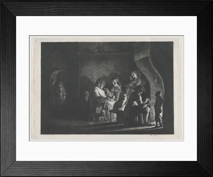Framed Print : Evening in the Village, 1800. Creator: Jean-Jacques de Boissieu Framed Print : Evening in the Village, 1800. Creator: Jean-Jacques de Boissieu