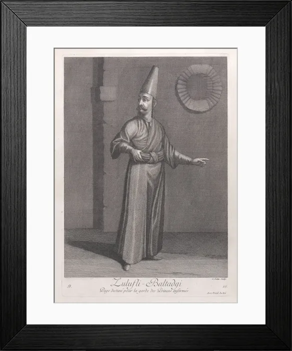 Framed Print : Zulufli-Baltadgi, Page destinepour la garde des Princes enfermes, 1714-15 Framed Print : Zulufli-Baltadgi, Page destinepour la garde des Princes enfermes, 1714-15