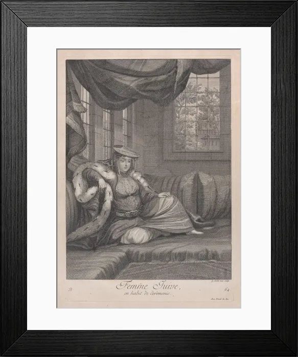 Framed Print : Femme Juive, en habit de ceremonie, 1714-15. Creator: Unknown Framed Print : Femme Juive, en habit de ceremonie, 1714-15. Creator: Unknown