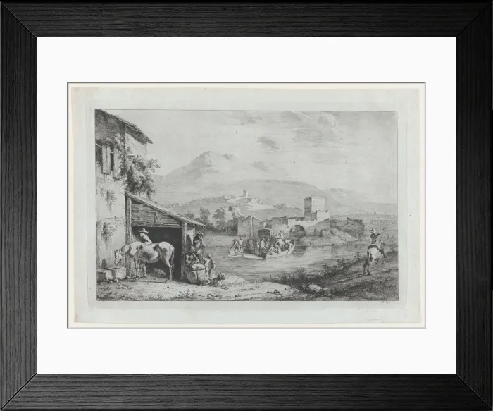 Framed Print : Garigliano Passage (Italy), 1793. Creator: Jean-Jacques de Boissieu Framed Print : Garigliano Passage (Italy), 1793. Creator: Jean-Jacques de Boissieu