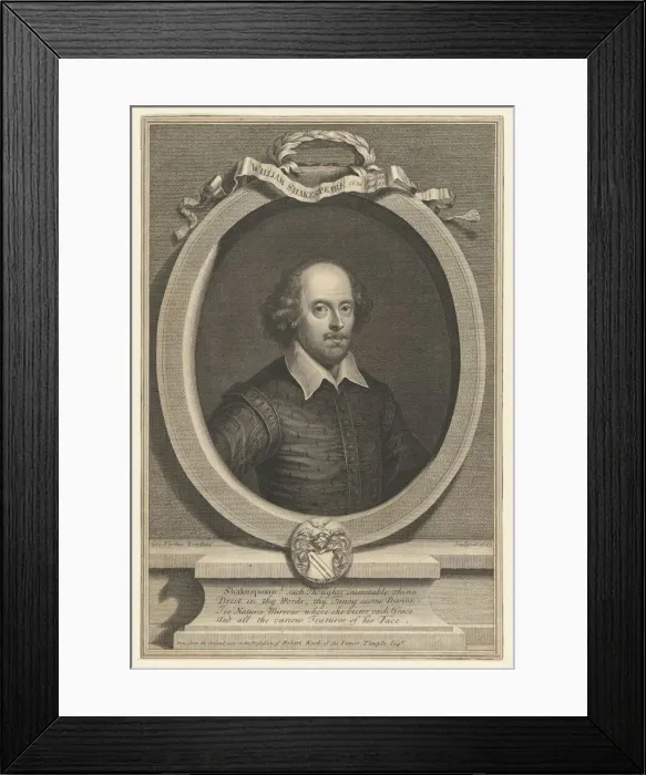 Framed Print : William Shakespeare, 1719. Creator: George Vertue Framed Print : William Shakespeare, 1719. Creator: George Vertue