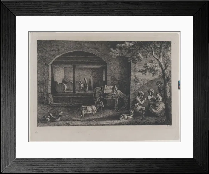 Framed Print : Interior of a Farm at Saint-Jean-de-Touslas, 1793. Creator: Jean-Jacques de Boissieu Framed Print : Interior of a Farm at Saint-Jean-de-Touslas, 1793. Creator: Jean-Jacques de Boissieu