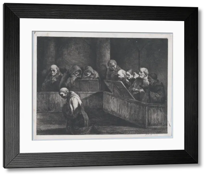 Framed Print : Monks Chanting, 1795. Creator: Jean-Jacques de Boissieu Framed Print : Monks Chanting, 1795. Creator: Jean-Jacques de Boissieu