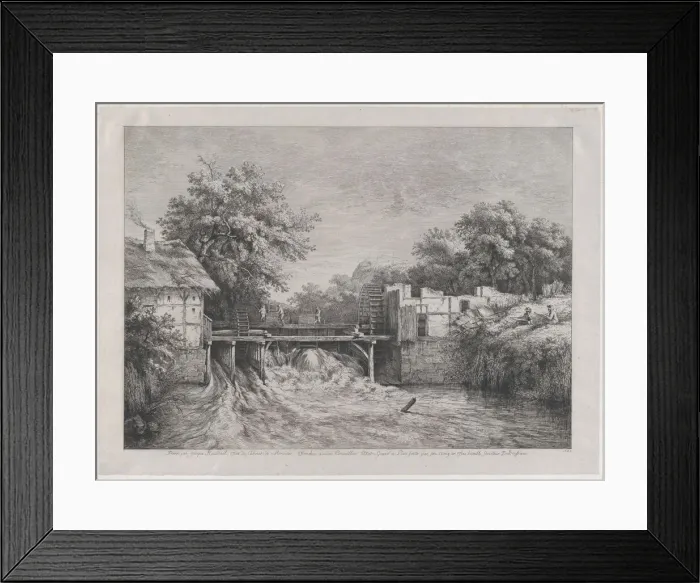 Framed Print : The Watermill, after a painting by Ruisdael, 1782. Creator: Jean-Jacques de Boissieu Framed Print : The Watermill, after a painting by Ruisdael, 1782. Creator: Jean-Jacques de Boissieu