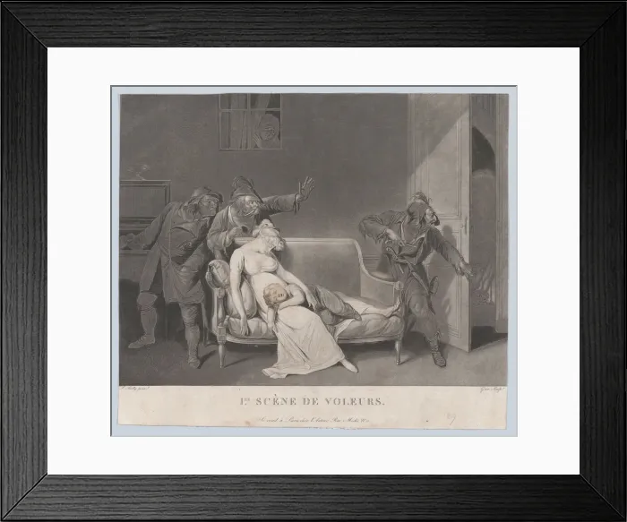 Framed Print : First Scene of Thieves, ca. 1805. Creator: Gror Framed Print : First Scene of Thieves, ca. 1805. Creator: Gror