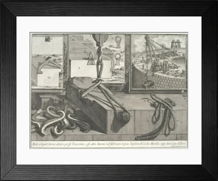 Framed Print : Means by which the large blocks of travertine and marble were lifted... 1756-57 Framed Print : Means by which the large blocks of travertine and marble were lifted... 1756-57