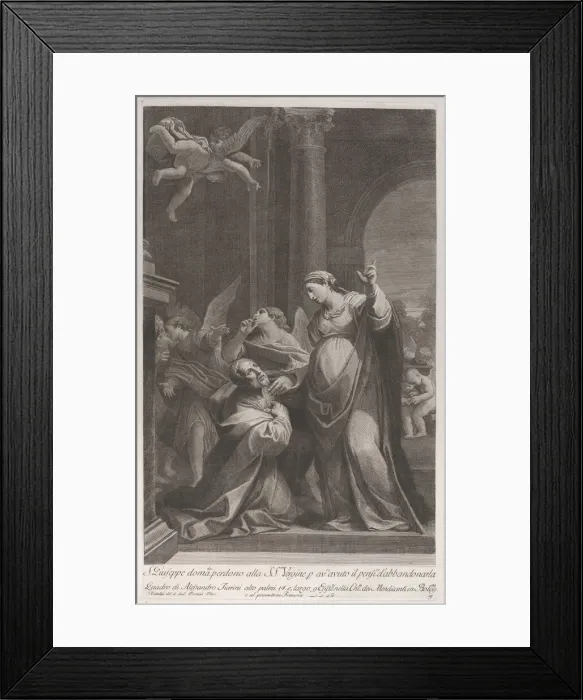 Framed Print : Saint Joseph asking the Virgins pardon for having thought of deserting her... 1760-1800 Framed Print : Saint Joseph asking the Virgins pardon for having thought of deserting her... 1760-1800