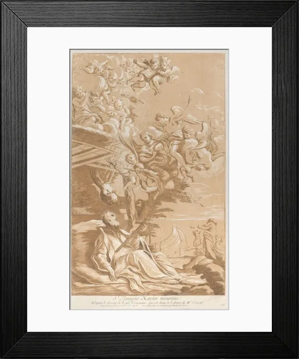 Framed Print : Death of Saint Francis Xavier, ca. 1729. Creator: Caylus, Anne-Claude-Philippe de Framed Print : Death of Saint Francis Xavier, ca. 1729. Creator: Caylus, Anne-Claude-Philippe de