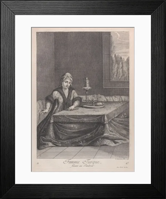 Framed Print : Femme Turque, filant au Tandour, 1714-15. Creator: Unknown Framed Print : Femme Turque, filant au Tandour, 1714-15. Creator: Unknown