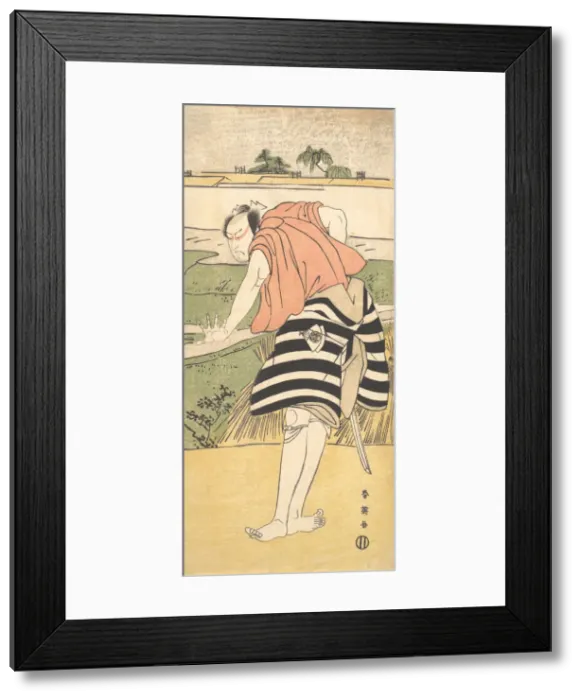 Framed Print : Onoe Matsusuke as a Man Standing on a Path through Rice Fields, ca. 1797. Creator: Katsukawa Shun'ei Framed Print : Onoe Matsusuke as a Man Standing on a Path through Rice Fields, ca. 1797. Creator: Katsukawa Shun'ei