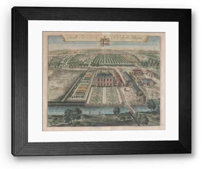 Framed Print : Swell, The Seat of Sir Robert Atkyns, [1712] reissued 1768. Creator: Johannes Kip