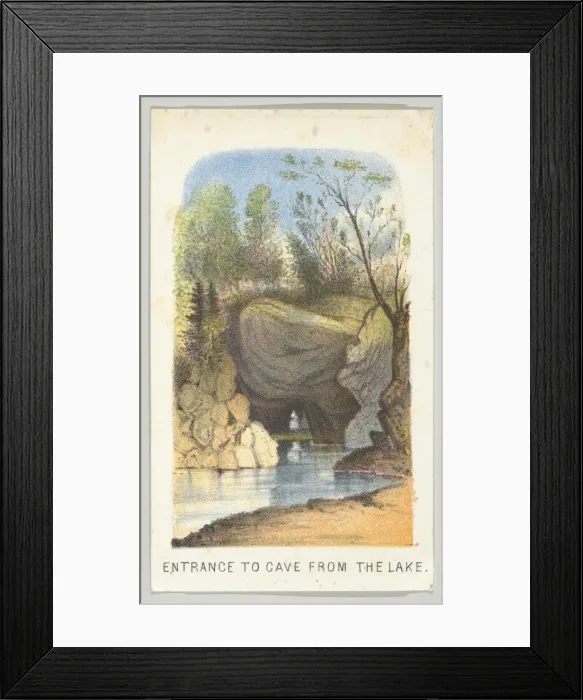 Framed Print : Entrance to Cave from the Lake, from the series, Views in Central Park, New York, Part 2 Framed Print : Entrance to Cave from the Lake, from the series, Views in Central Park, New York, Part 2