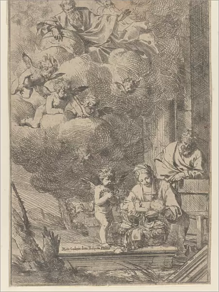 The Holy Family with the Virgin holding Christ over the cradle, 1640-60. 1640-60